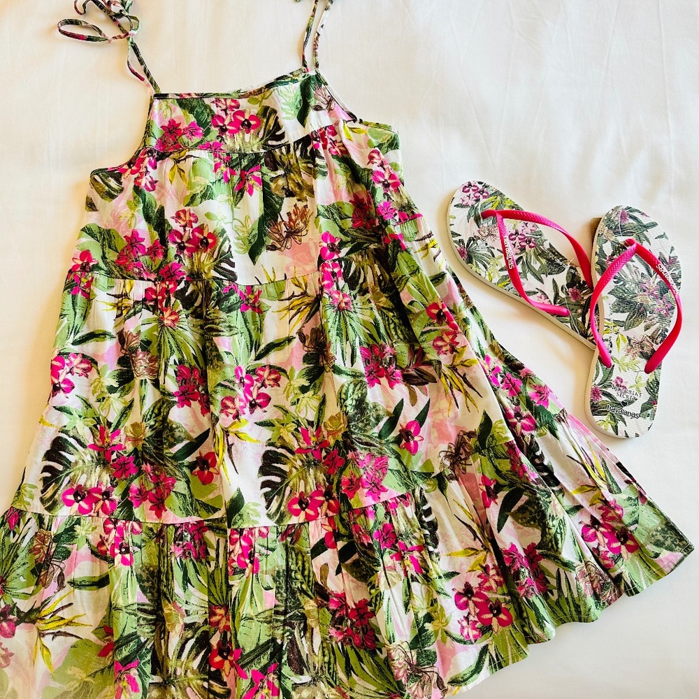 SET NWT XS Victoria's Secret Swimsuit Cover-up/Dress & Havaianas Flip Flops 7/8